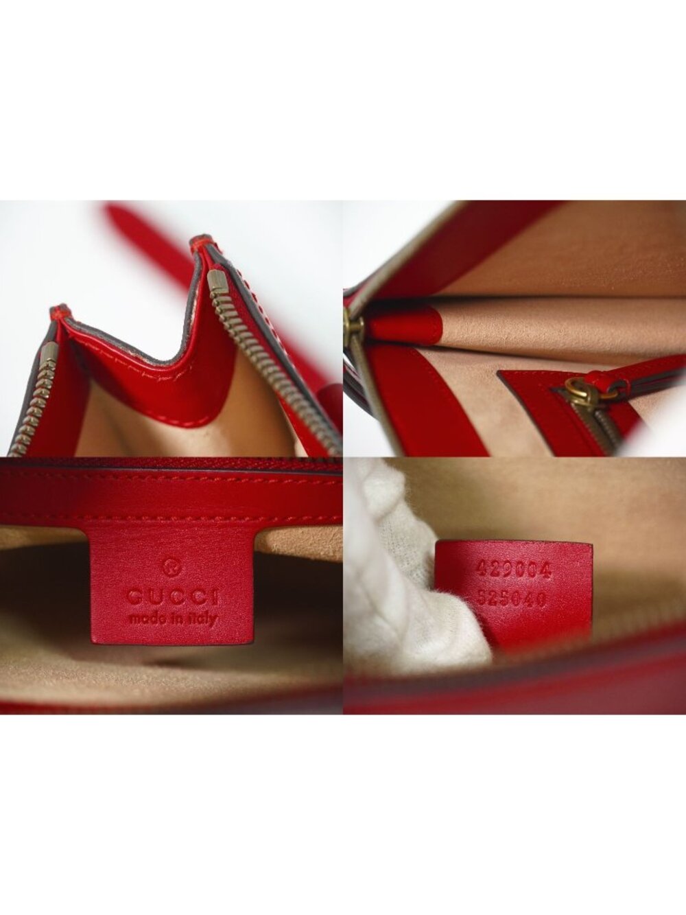 Gucci strike 2-Way Shoulder Bag Pochette Clutch Leather Red Ghost Second - Picture 9 of 9